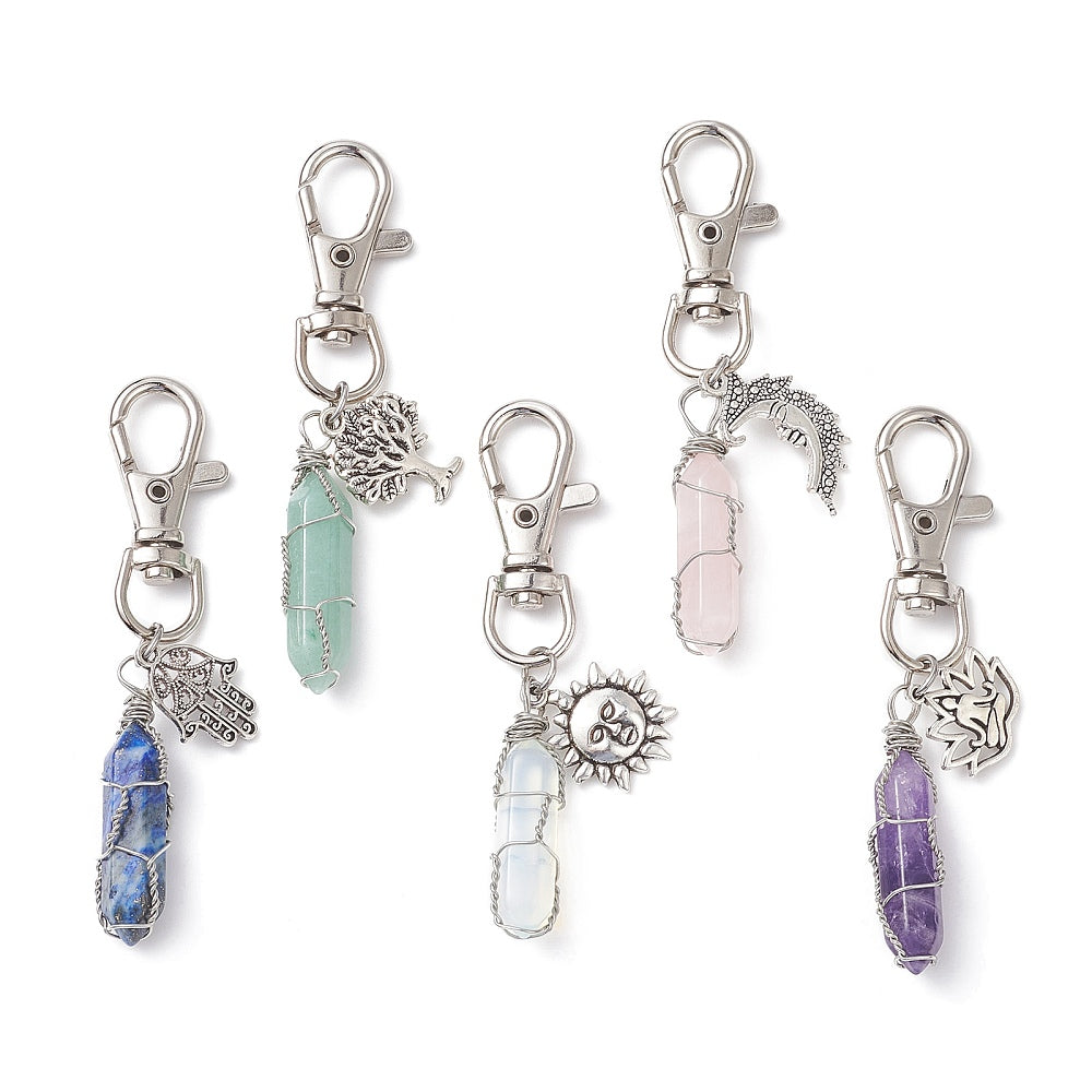 Charm Clip with Gemstone Bullet Charm