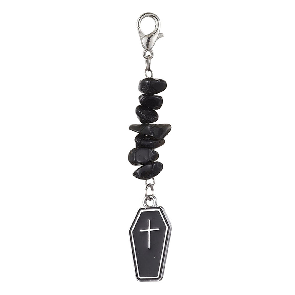 Charm Clip with Witchy Charm Dangle Natural Obsidian Chips