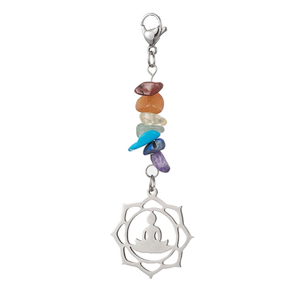 Charm Clip with Natural Gemstone Chakra Chips Charm Dangle