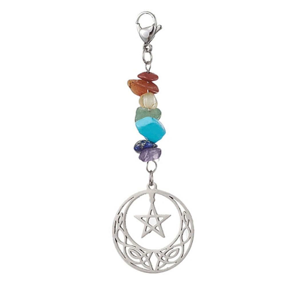 Charm Clip with Natural Gemstone Chakra Chips Charm Dangle