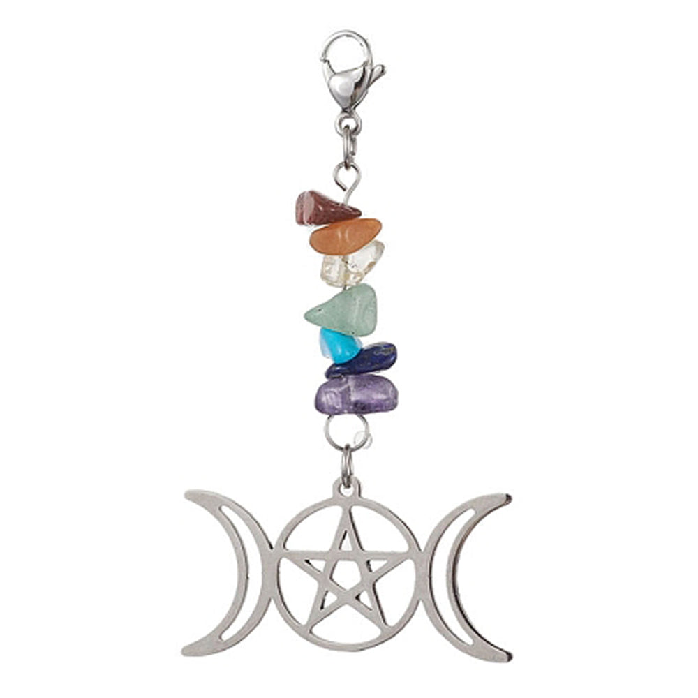 Charm Clip with Natural Gemstone Chakra Chips Charm Dangle