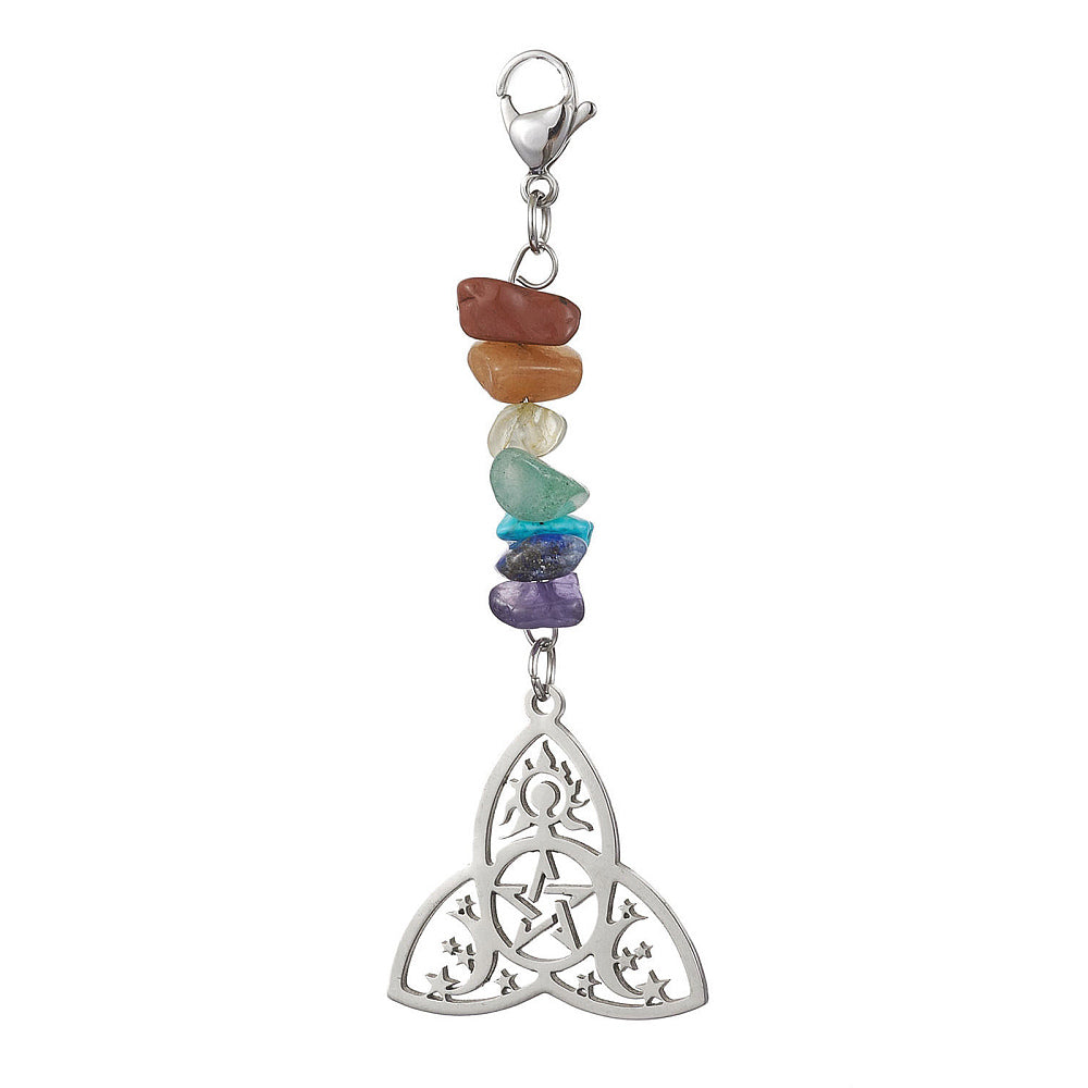 Charm Clip with Natural Gemstone Chakra Chips Charm Dangle