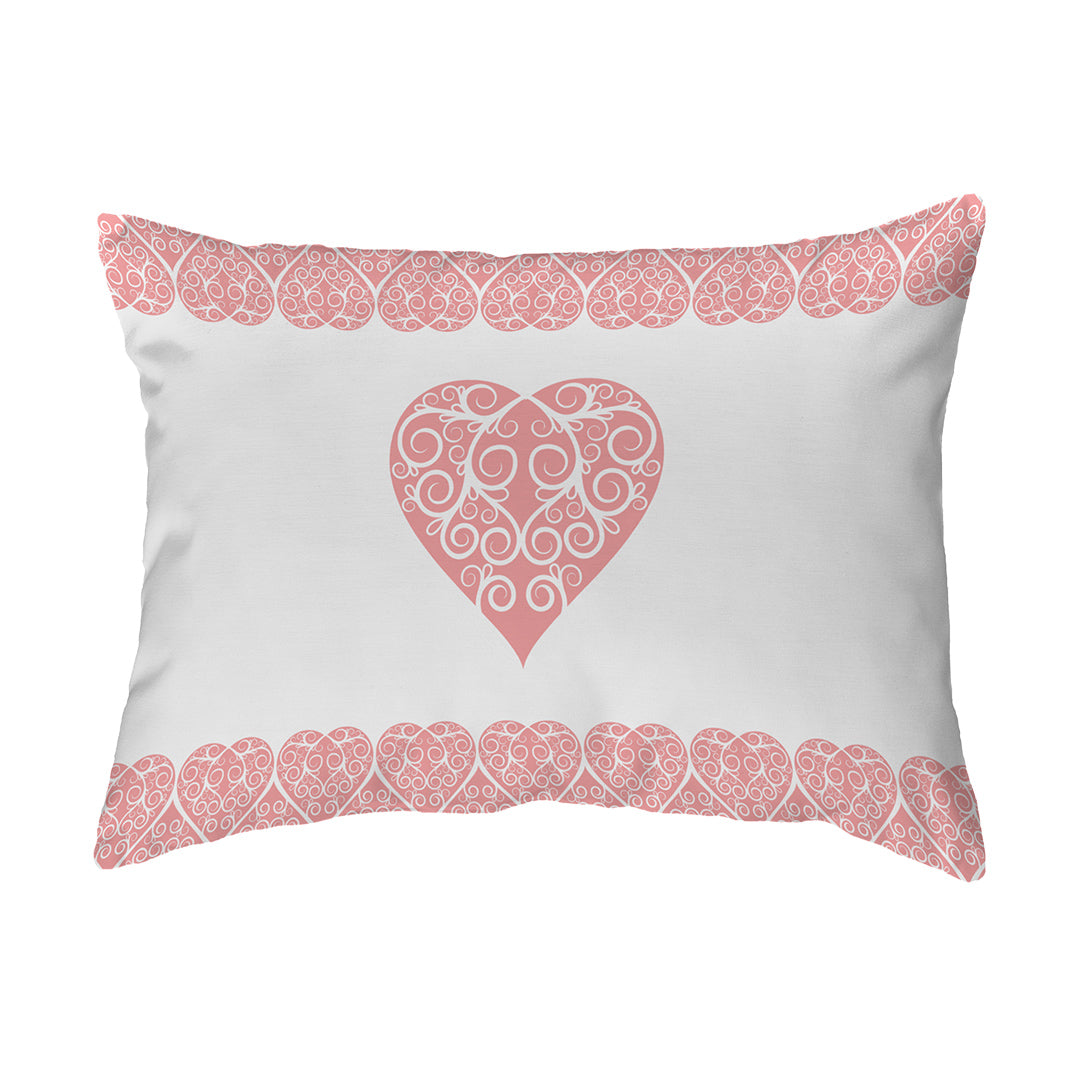 Zippered Pillow Shell Intricate Heart Ribbon