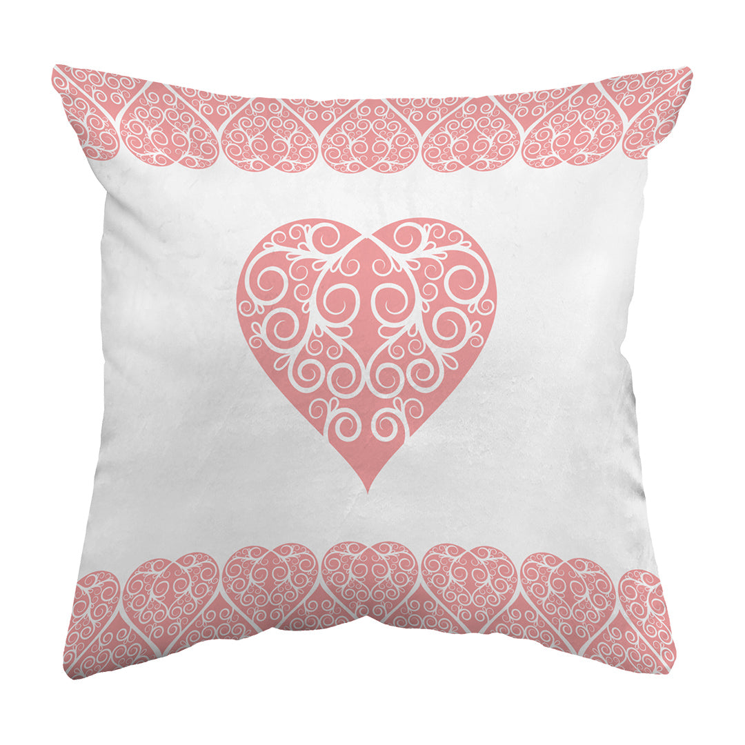 Zippered Pillow Shell Intricate Heart Ribbon