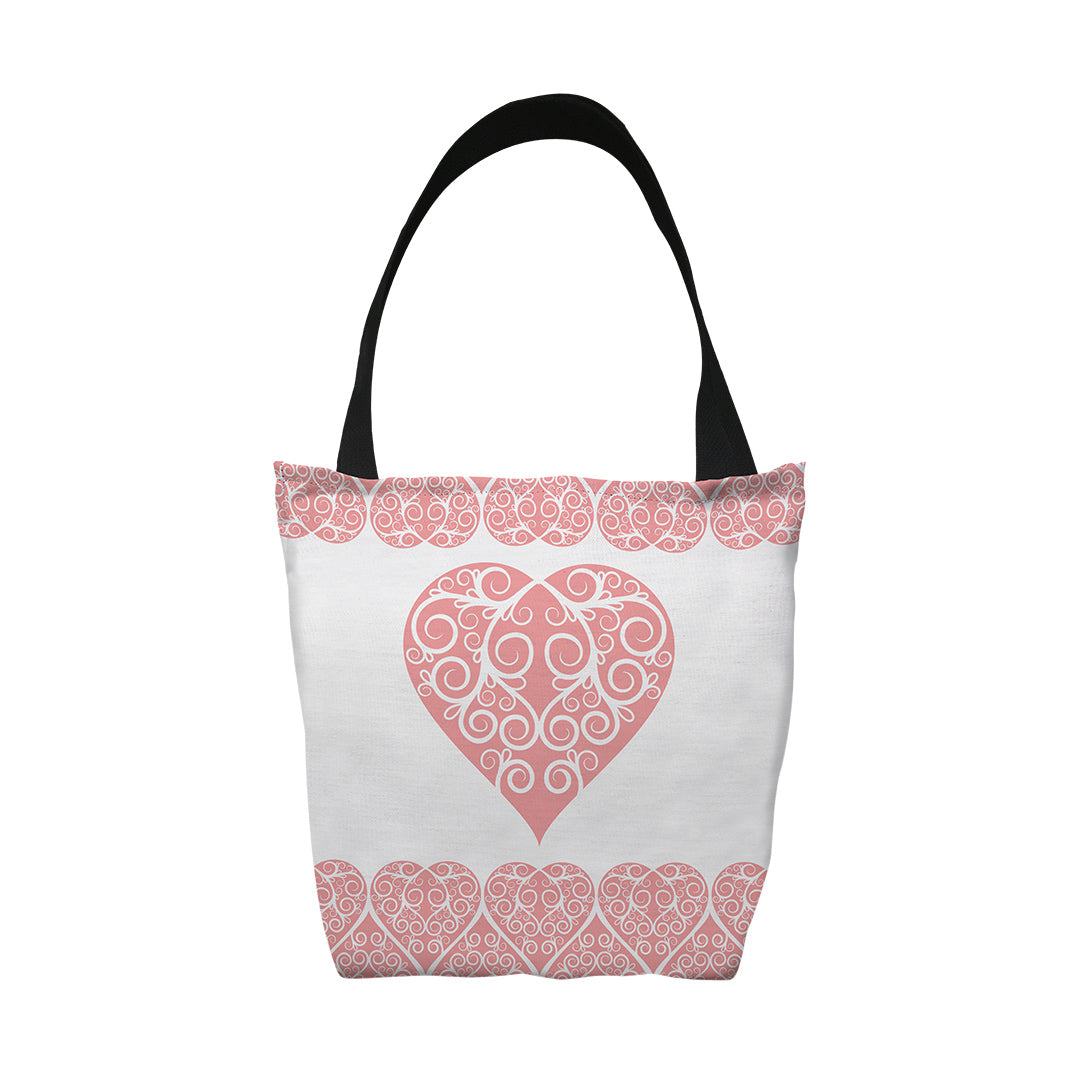 Tote Bags Intricate Heart Ribbon