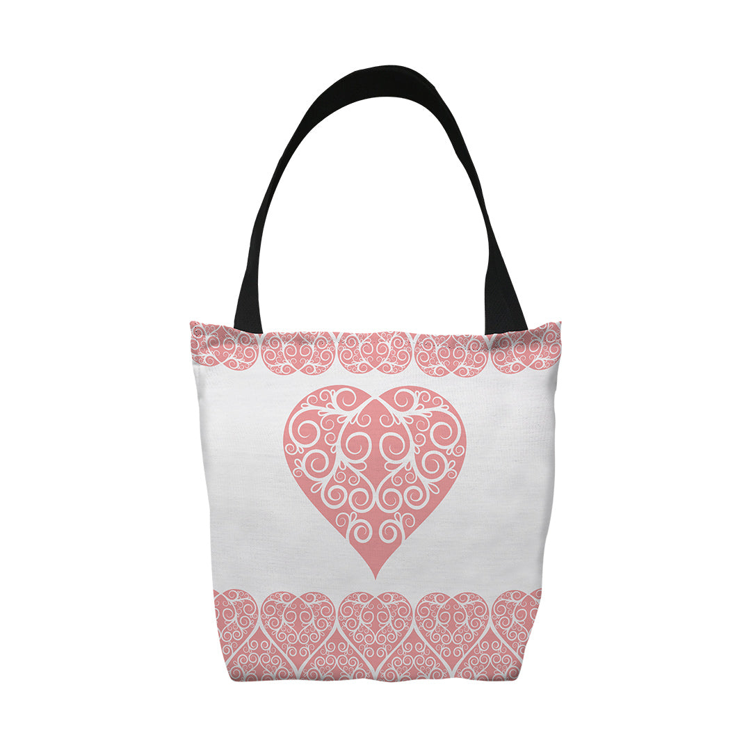 Tote Bags Intricate Heart Ribbon