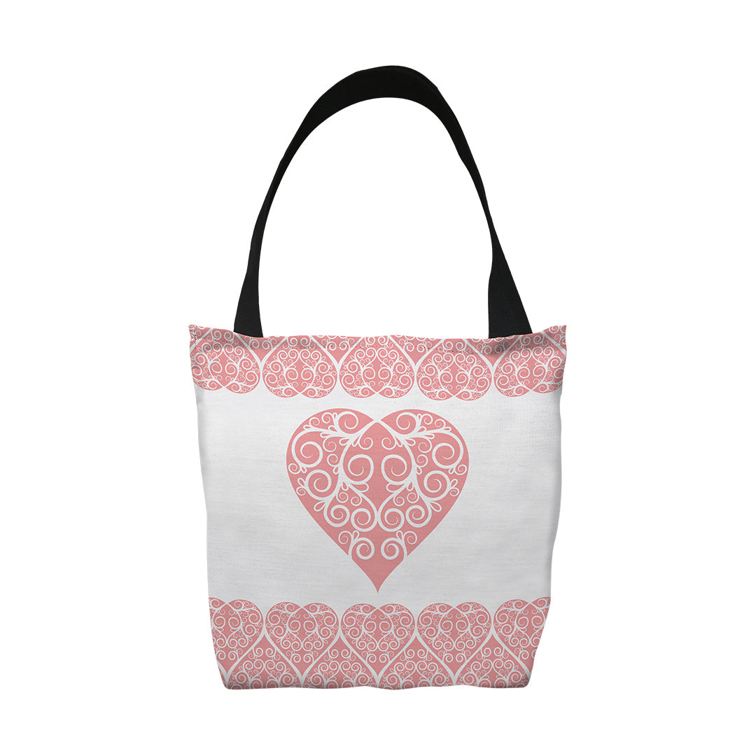 Tote Bags Intricate Heart Ribbon