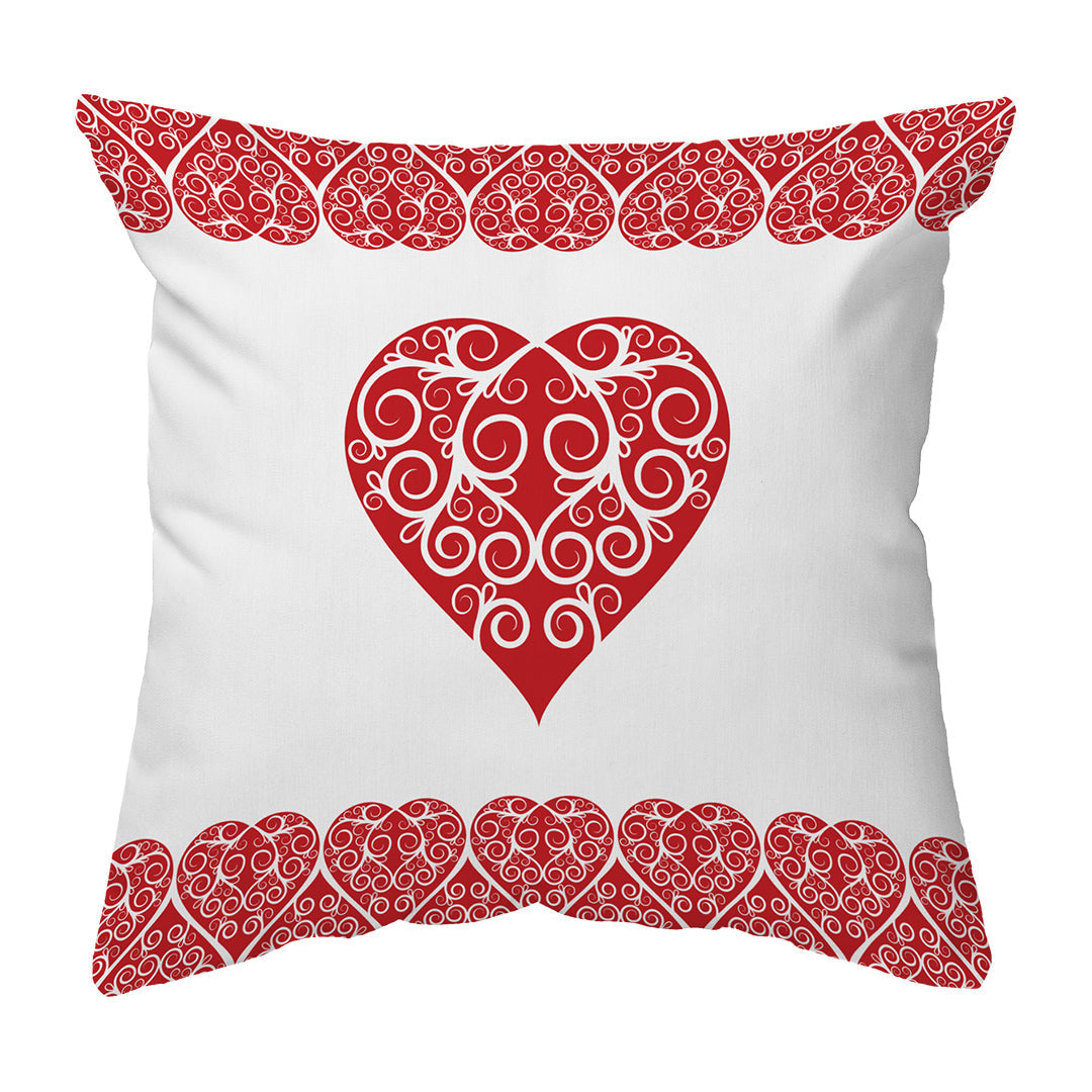 Zippered Pillow Shell Intricate Heart Ribbon