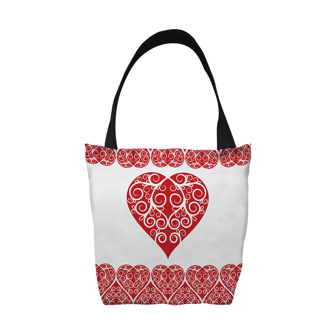 Tote Bags Intricate Heart Ribbon