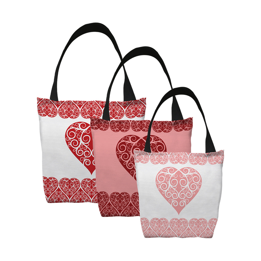 Tote Bags Intricate Heart Ribbon