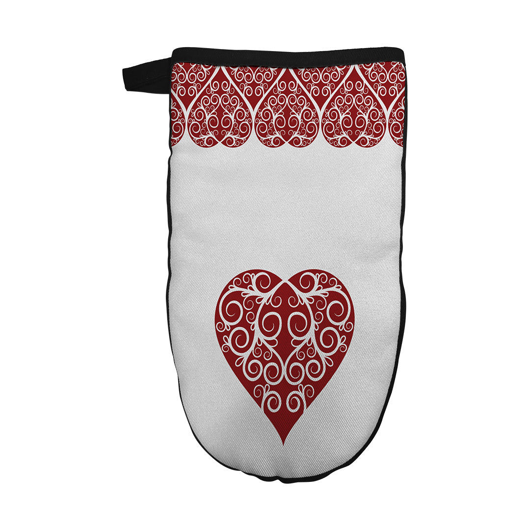 Oven Mitt Intricate Heart Ribbon