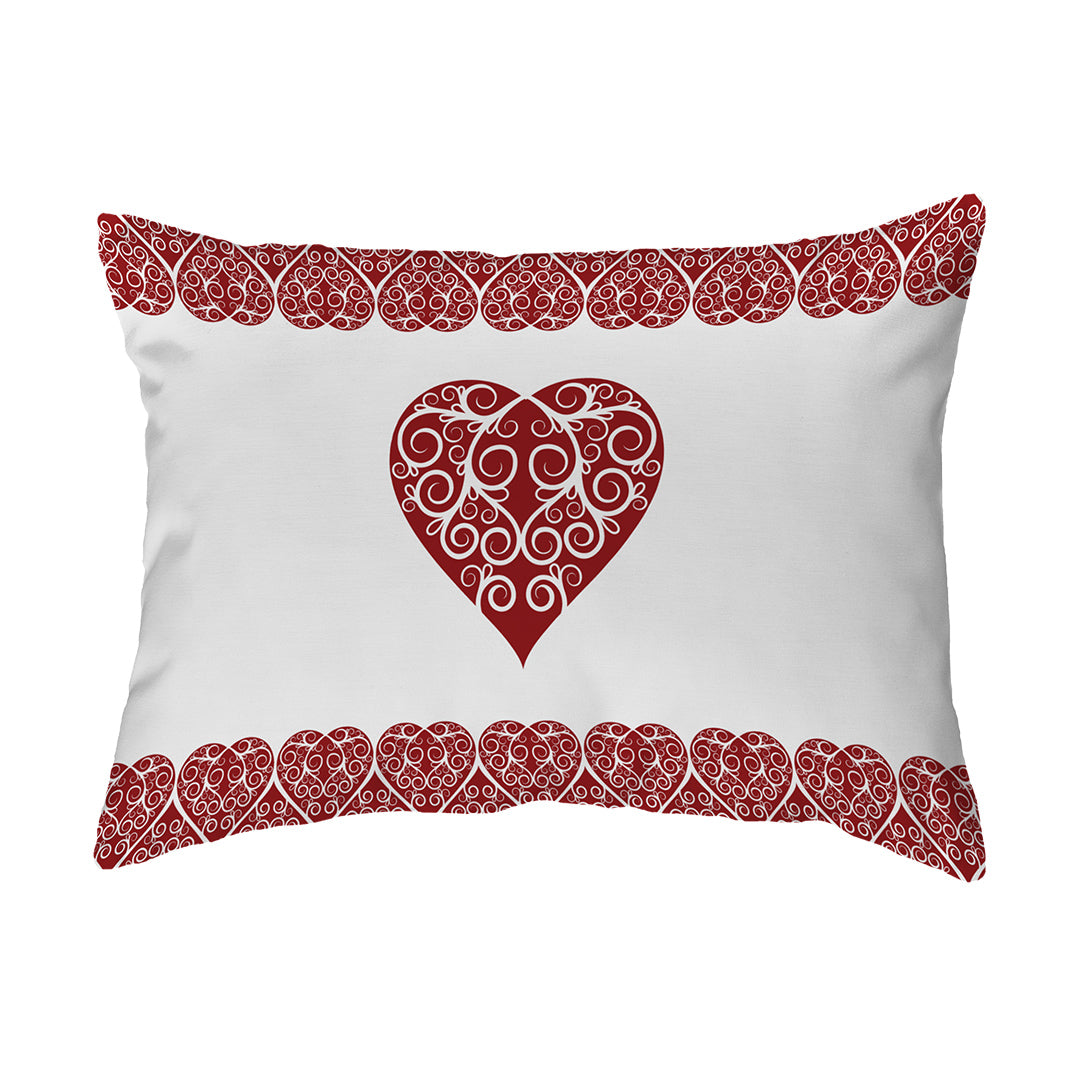 Zippered Pillow Intricate Heart Ribbon