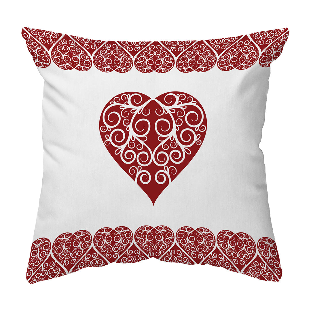 Zippered Pillow Intricate Heart Ribbon