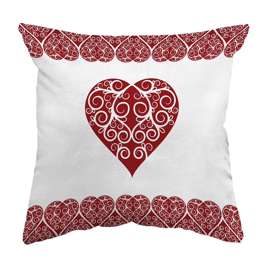 Zippered Pillow Intricate Heart Ribbon
