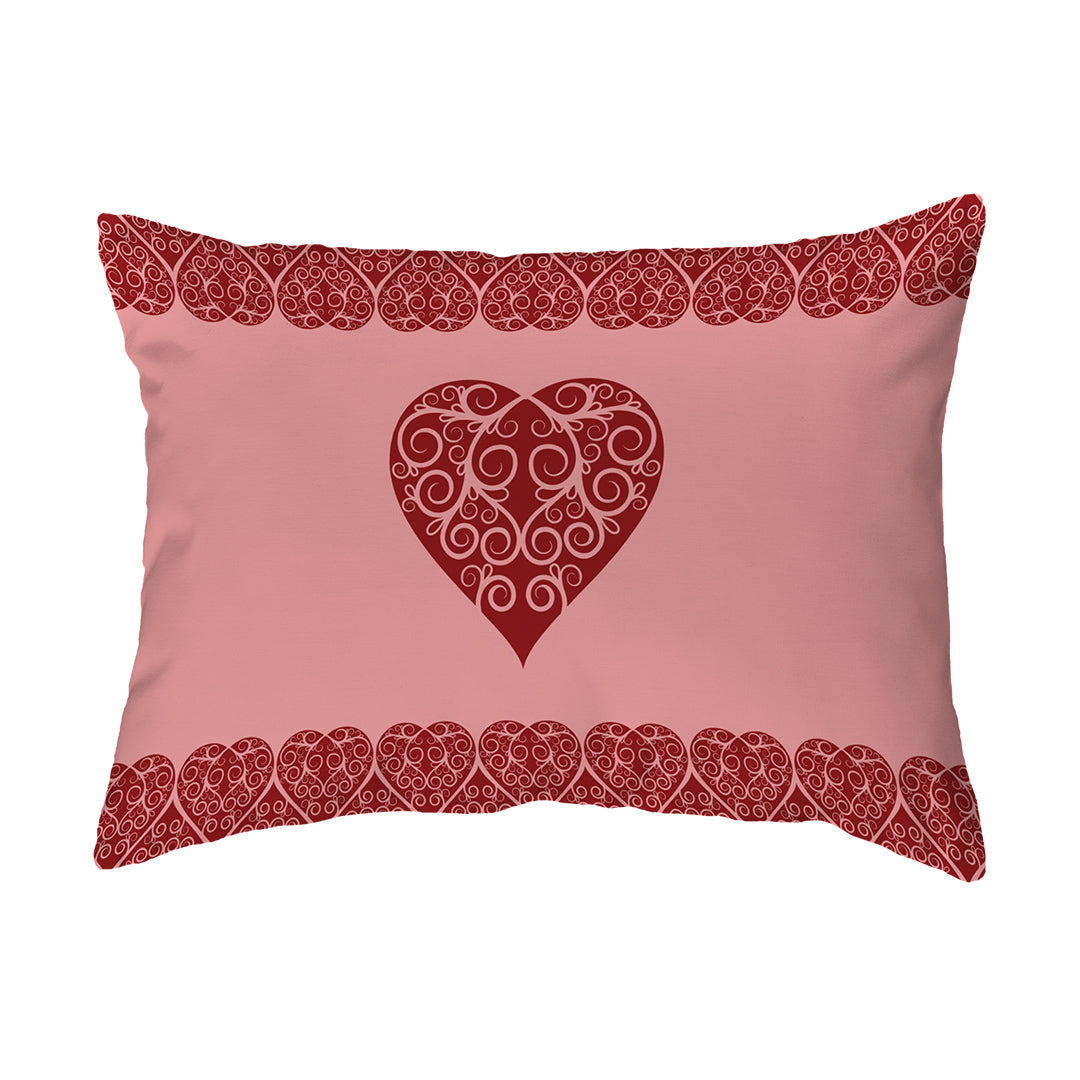 Zippered Pillow Shell Intricate Heart Ribbon