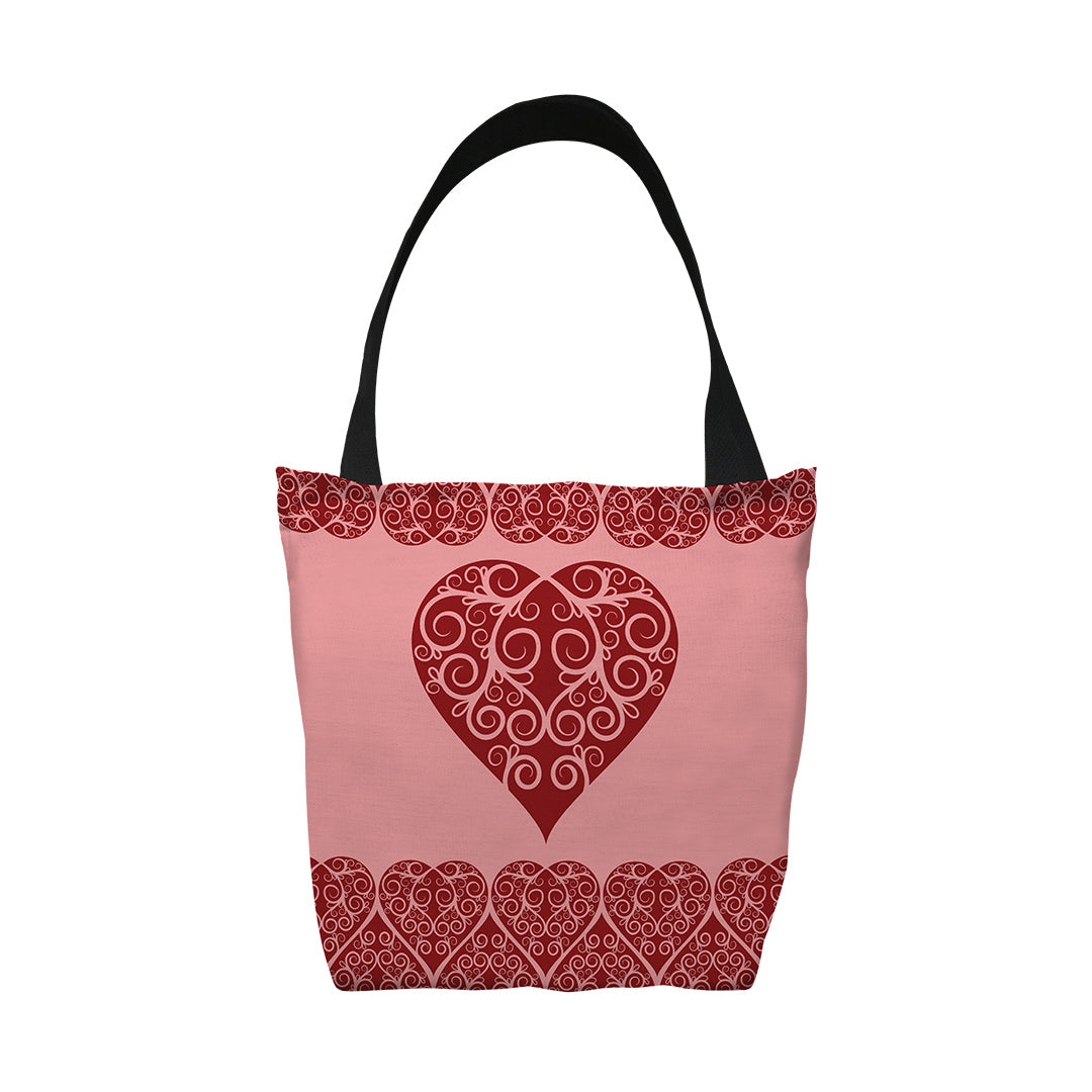 Tote Bags Intricate Heart Ribbon