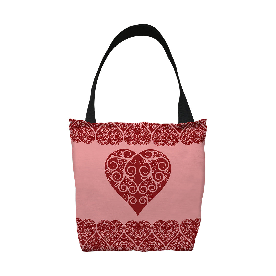 Tote Bags Intricate Heart Ribbon
