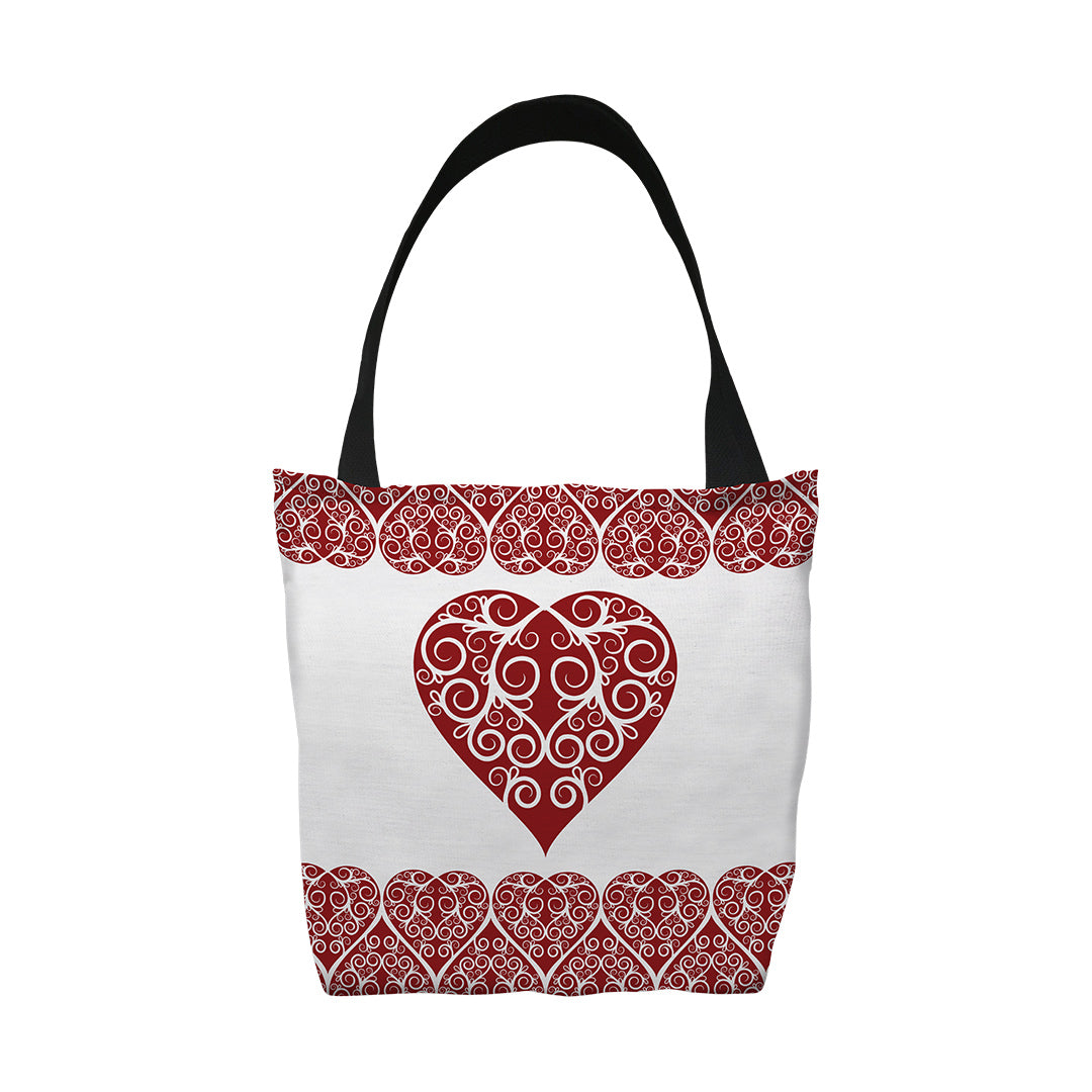 Tote Bags Intricate Heart Ribbon