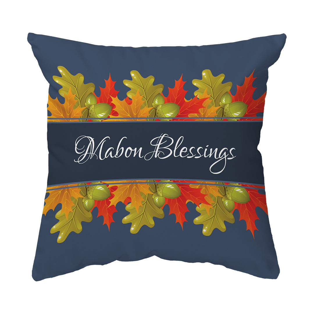 Throw Pillow Mabon Blessings Leaves
