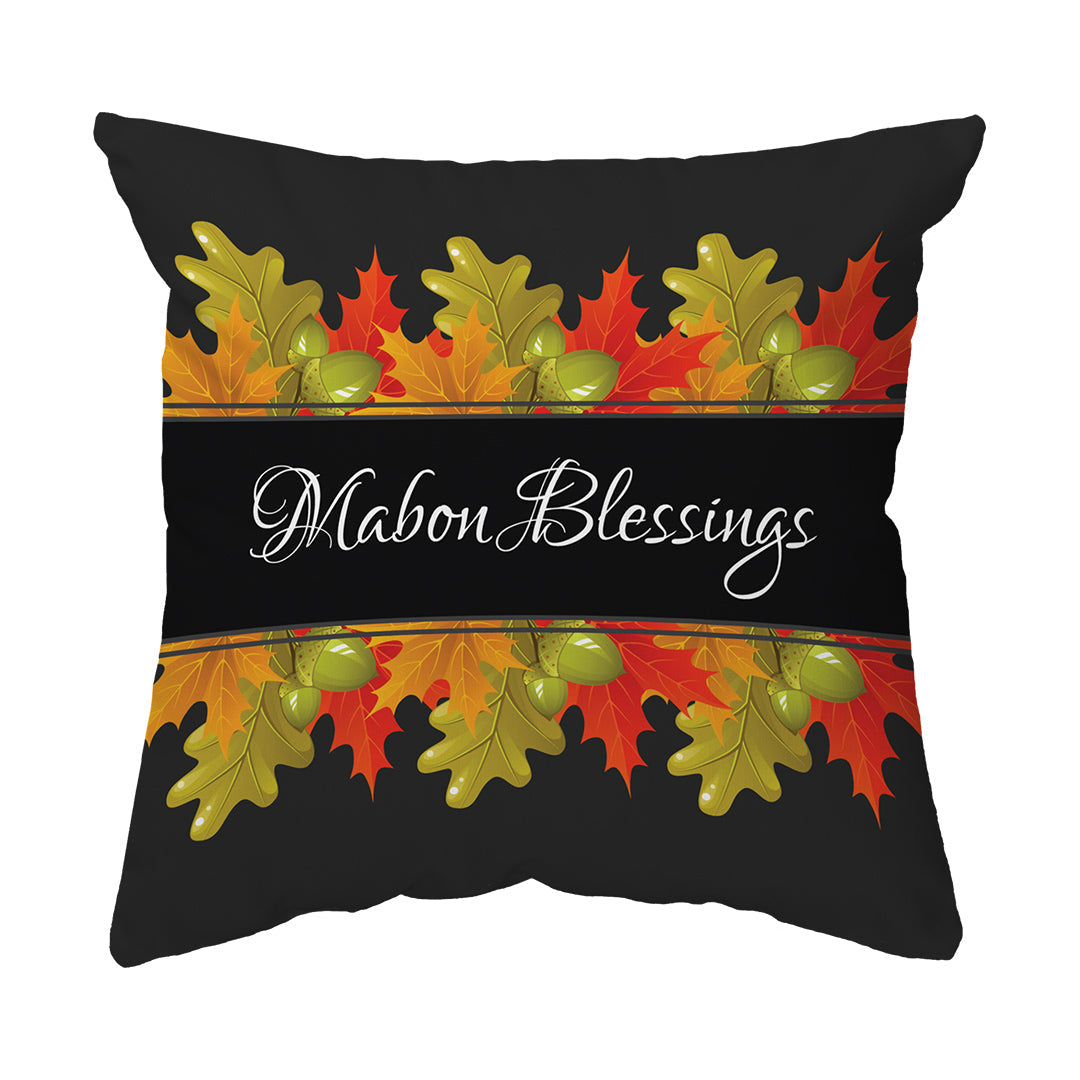 Throw Pillow Mabon Blessings Leaves