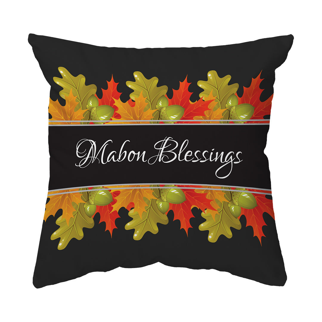 Throw Pillow Mabon Blessings Leaves