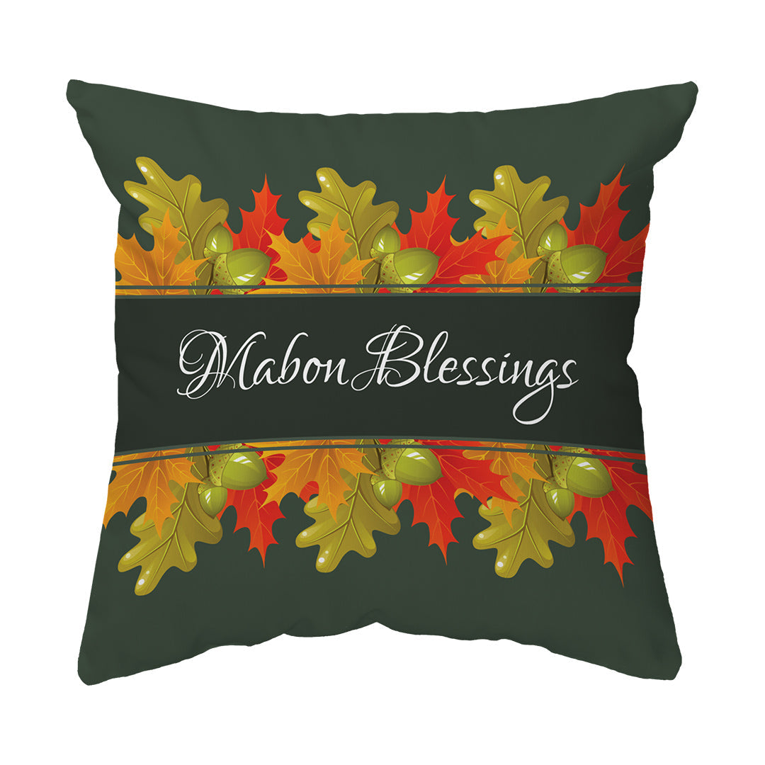 Throw Pillow Mabon Blessings Leaves