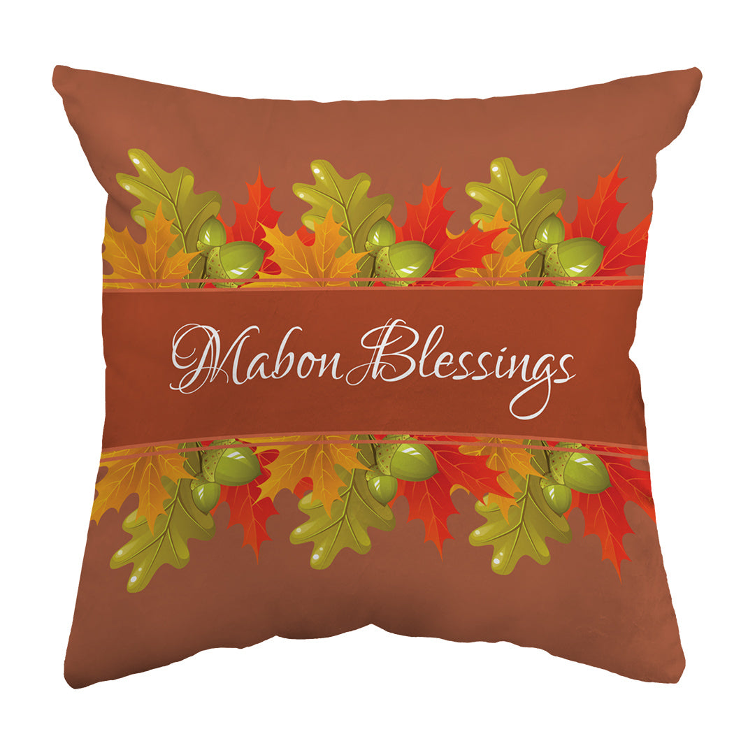 Throw Pillow Mabon Blessings Leaves