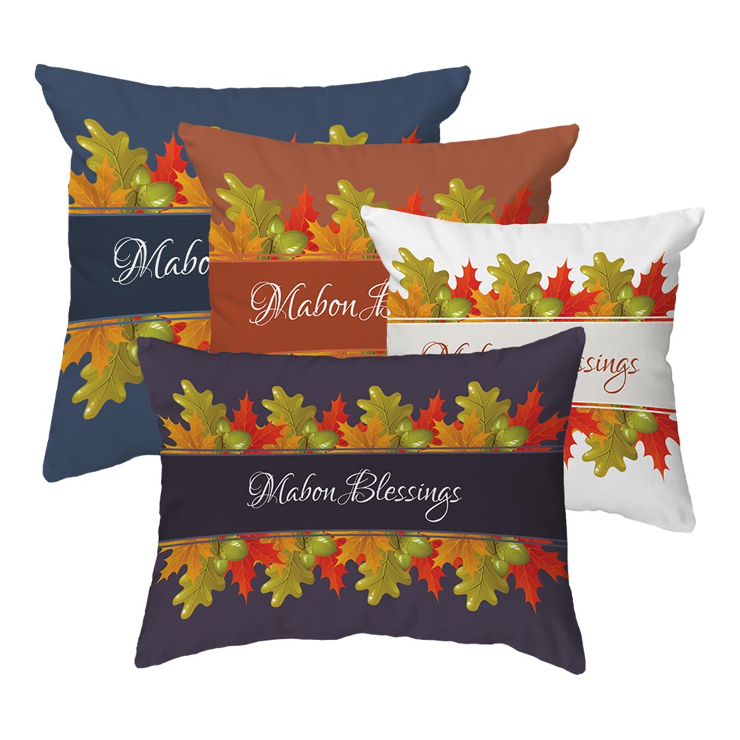 Throw Pillow Mabon Blessings Leaves