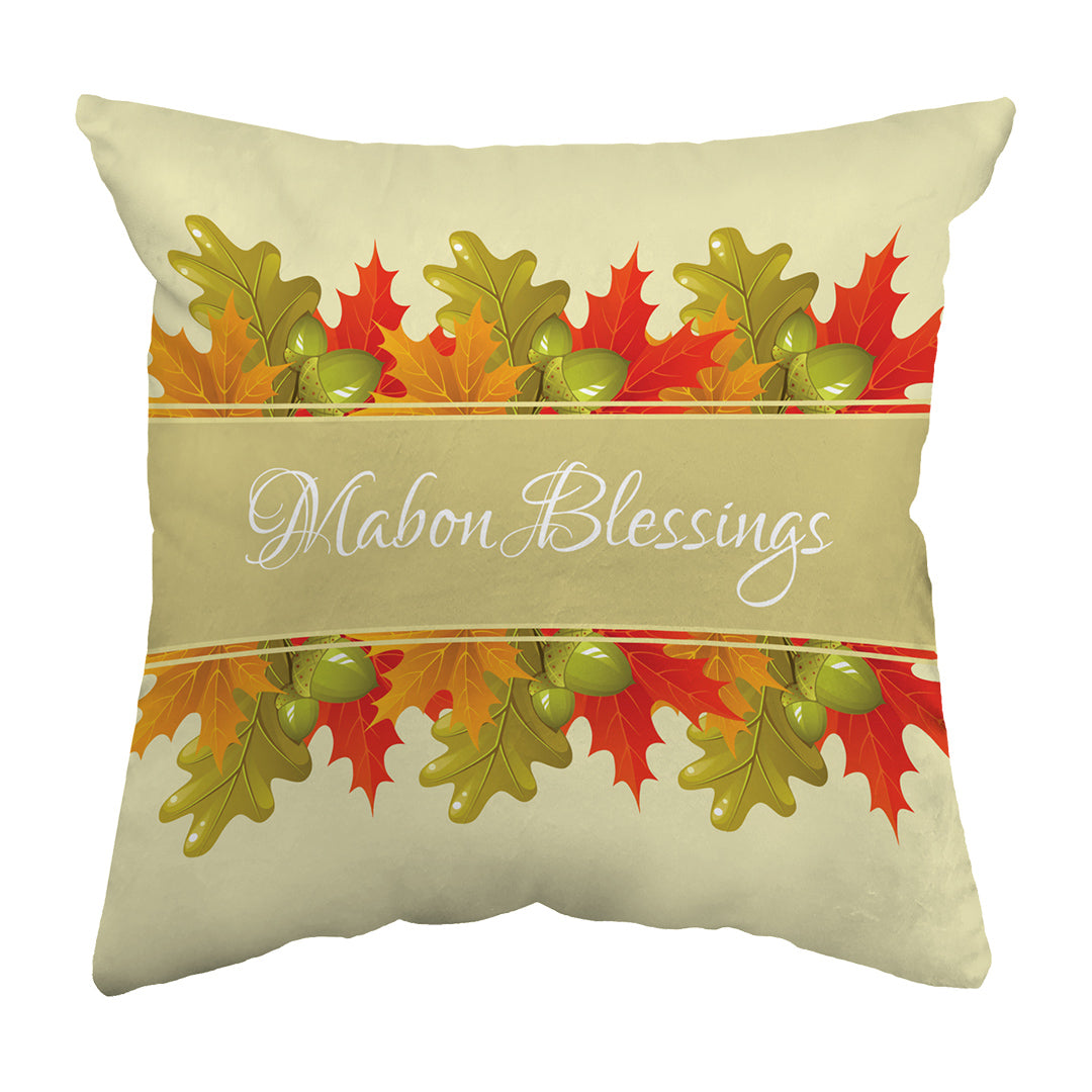 Throw Pillow Mabon Blessings Leaves