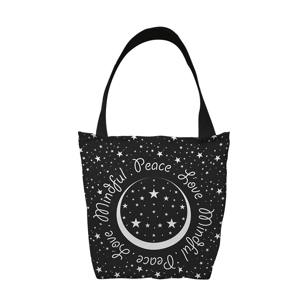 Tote Bags Peace.Love.Mindful Colored