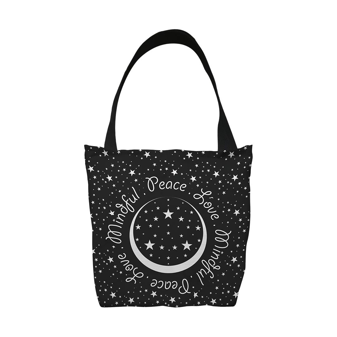 Tote Bags Peace.Love.Mindful Colored