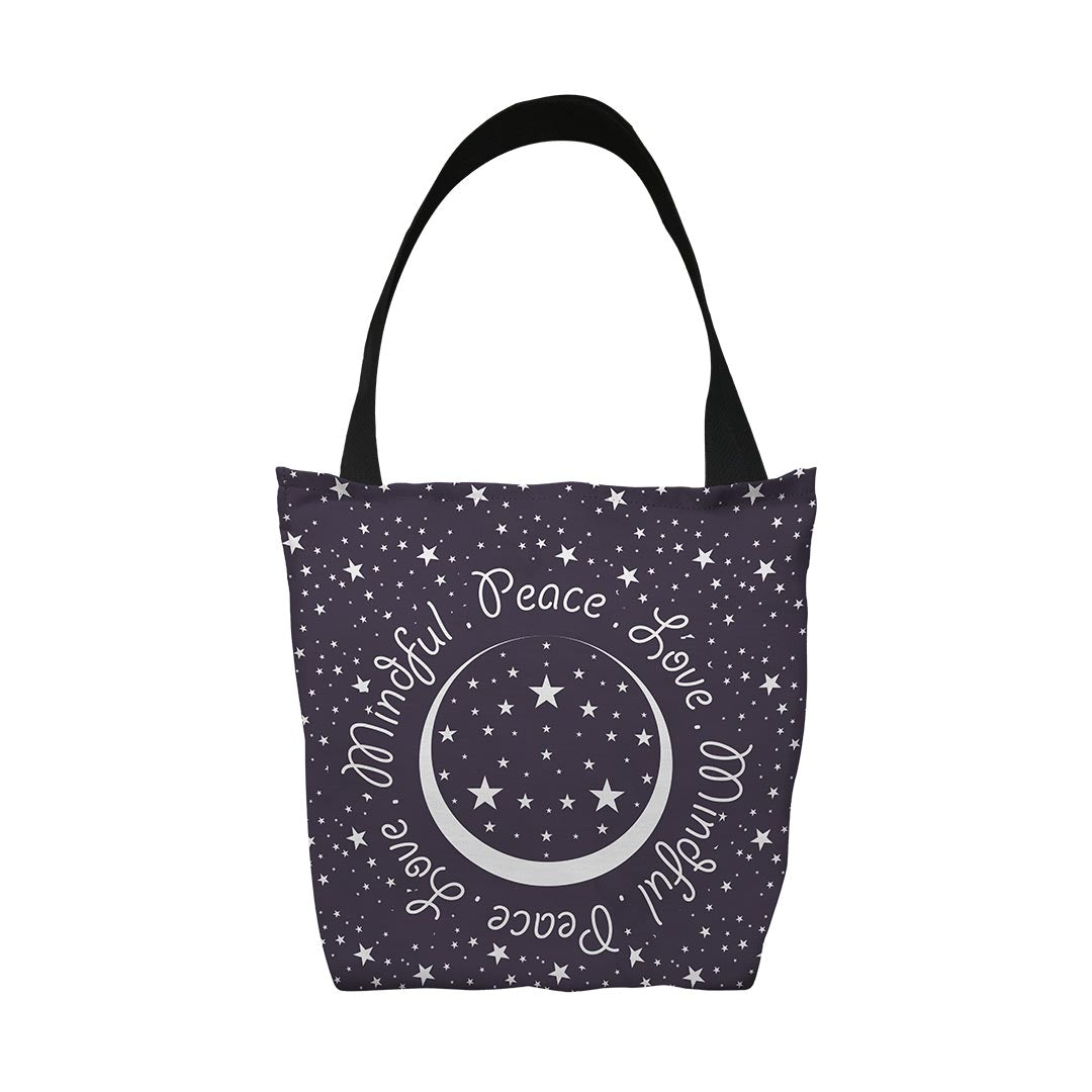 Tote Bags Peace.Love.Mindful Colored