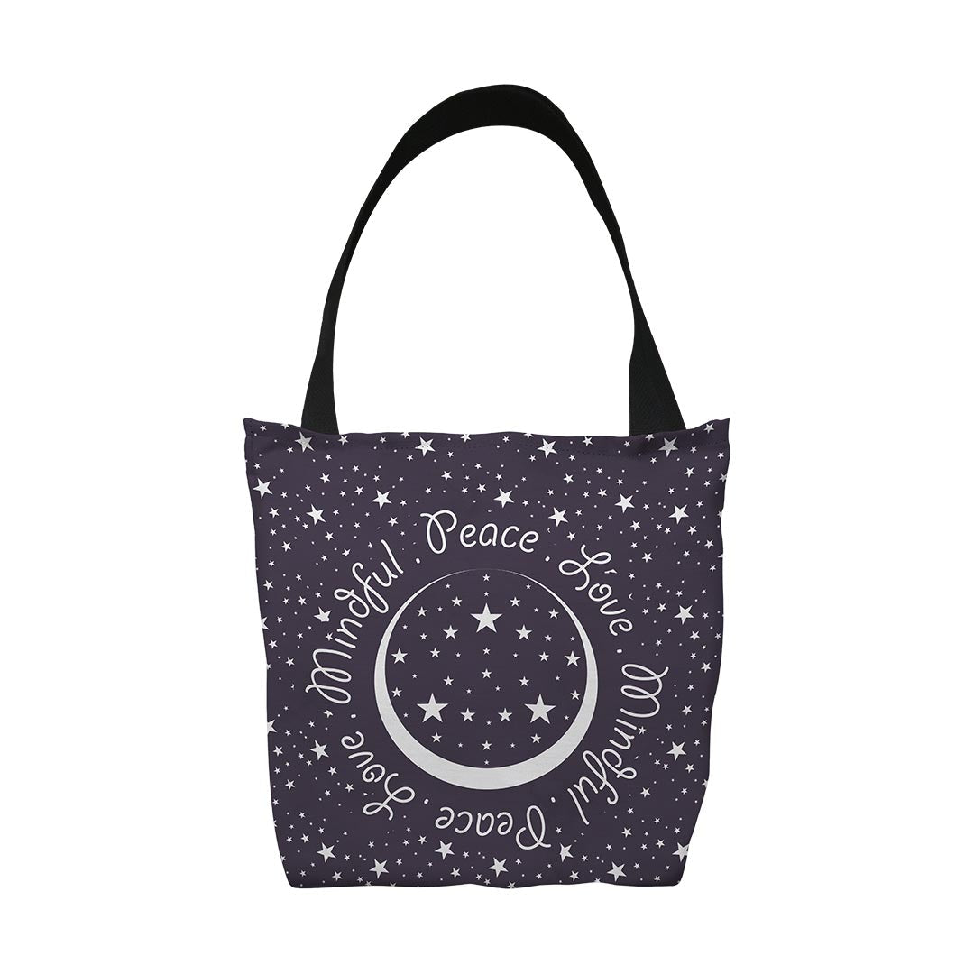 Tote Bags Peace.Love.Mindful Colored