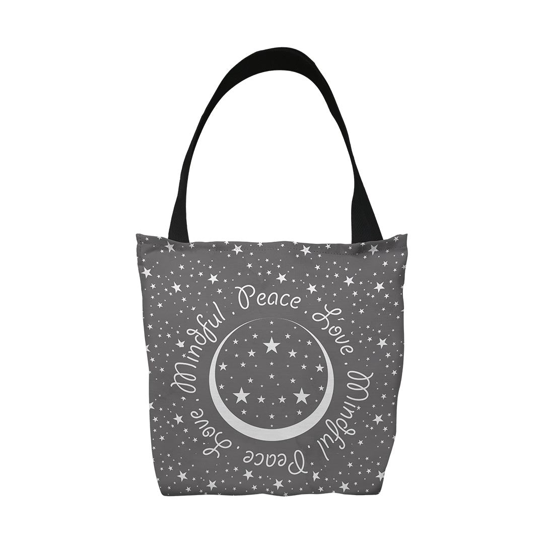 Tote Bags Peace.Love.Mindful Colored