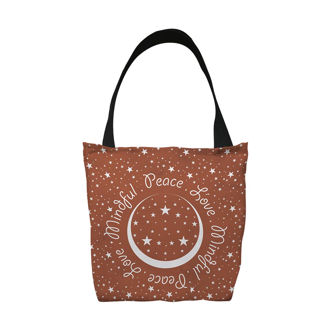 Tote Bags Peace.Love.Mindful Colored