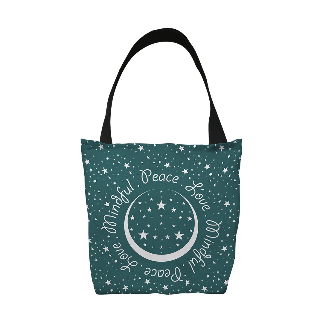 Tote Bags Peace.Love.Mindful Colored