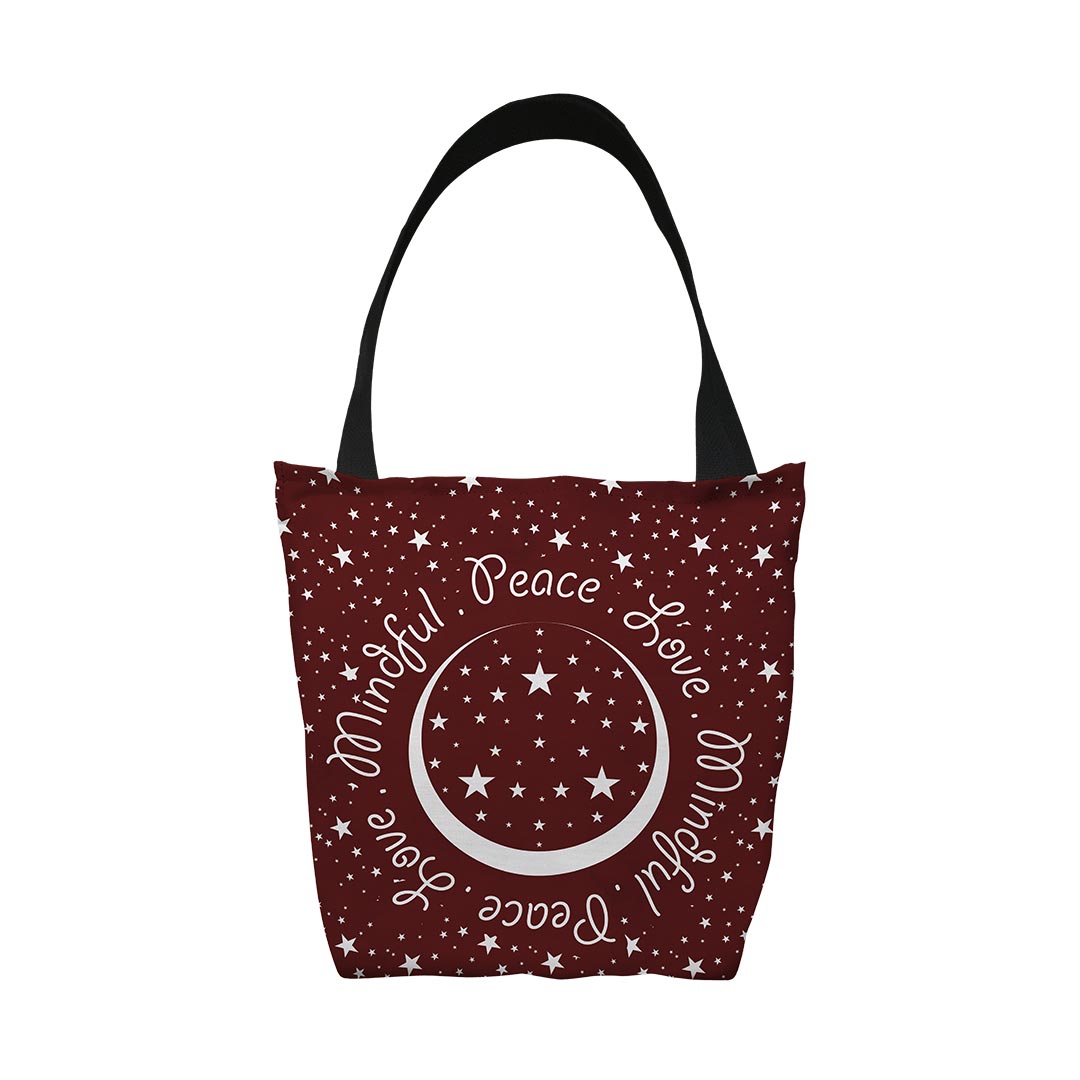 Tote Bags Peace.Love.Mindful Colored