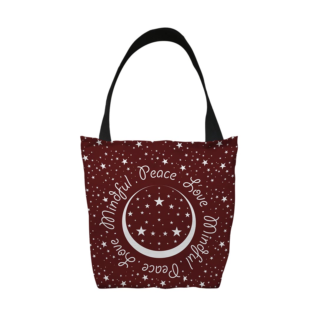 Tote Bags Peace.Love.Mindful Colored