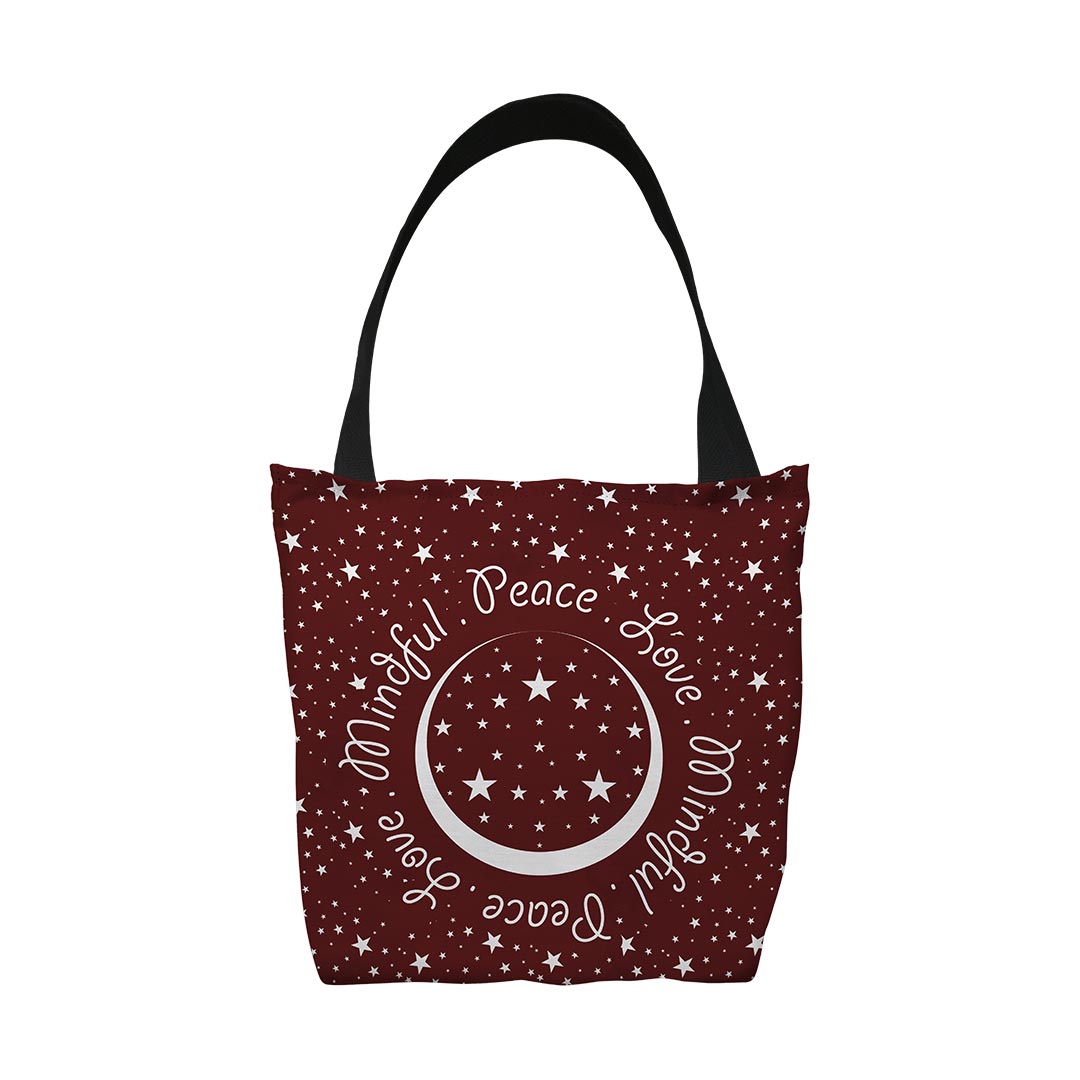 Tote Bags Peace.Love.Mindful Colored