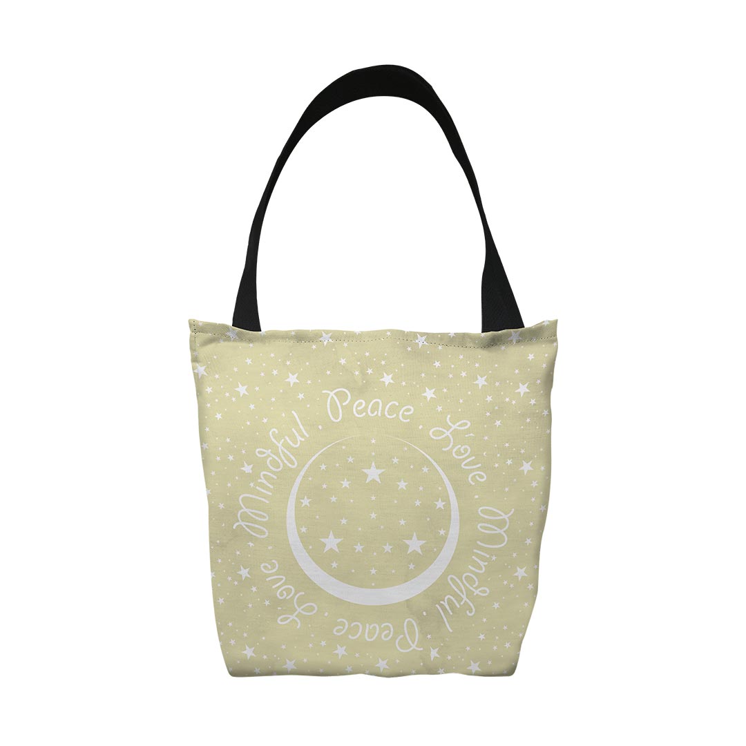Tote Bags Peace.Love.Mindful Colored