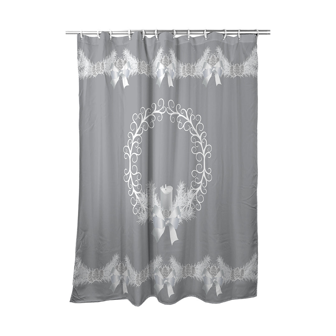 Shower Curtain Yule Wreath