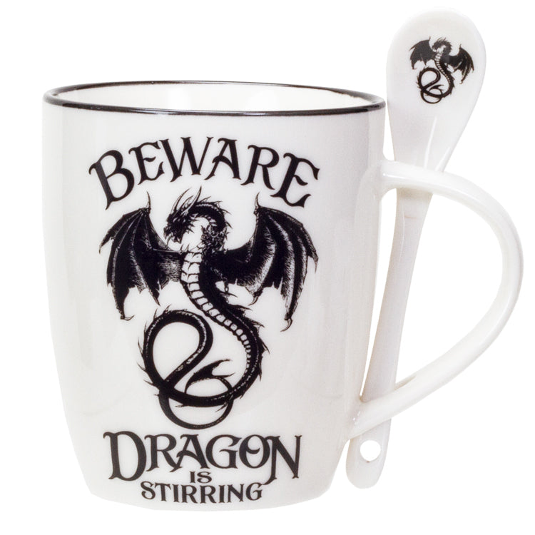 Mug & Spoon Set Ceramic Dragon 14oz