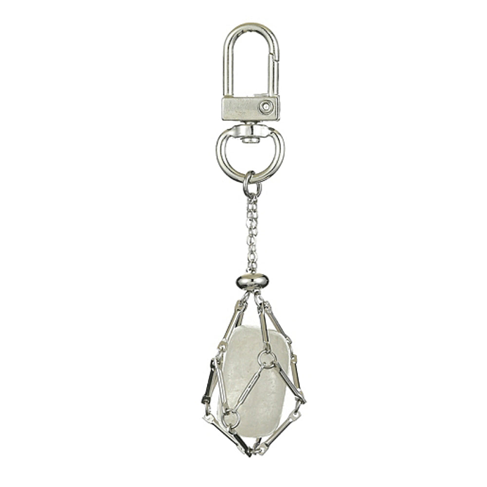 Charm Clip with Natural Gemstone Interchangeable Pouch