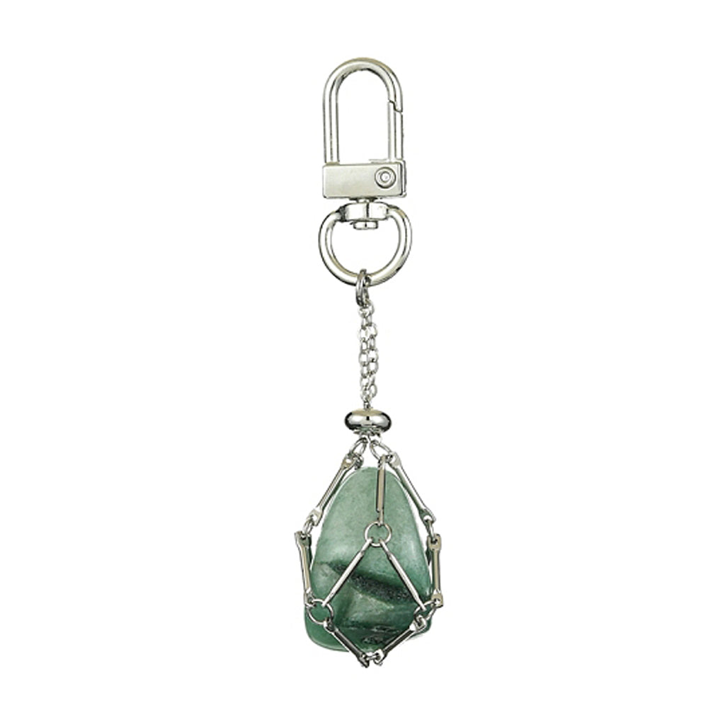 Charm Clip with Natural Gemstone Interchangeable Pouch