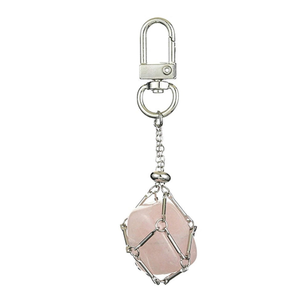 Charm Clip with Natural Gemstone Interchangeable Pouch