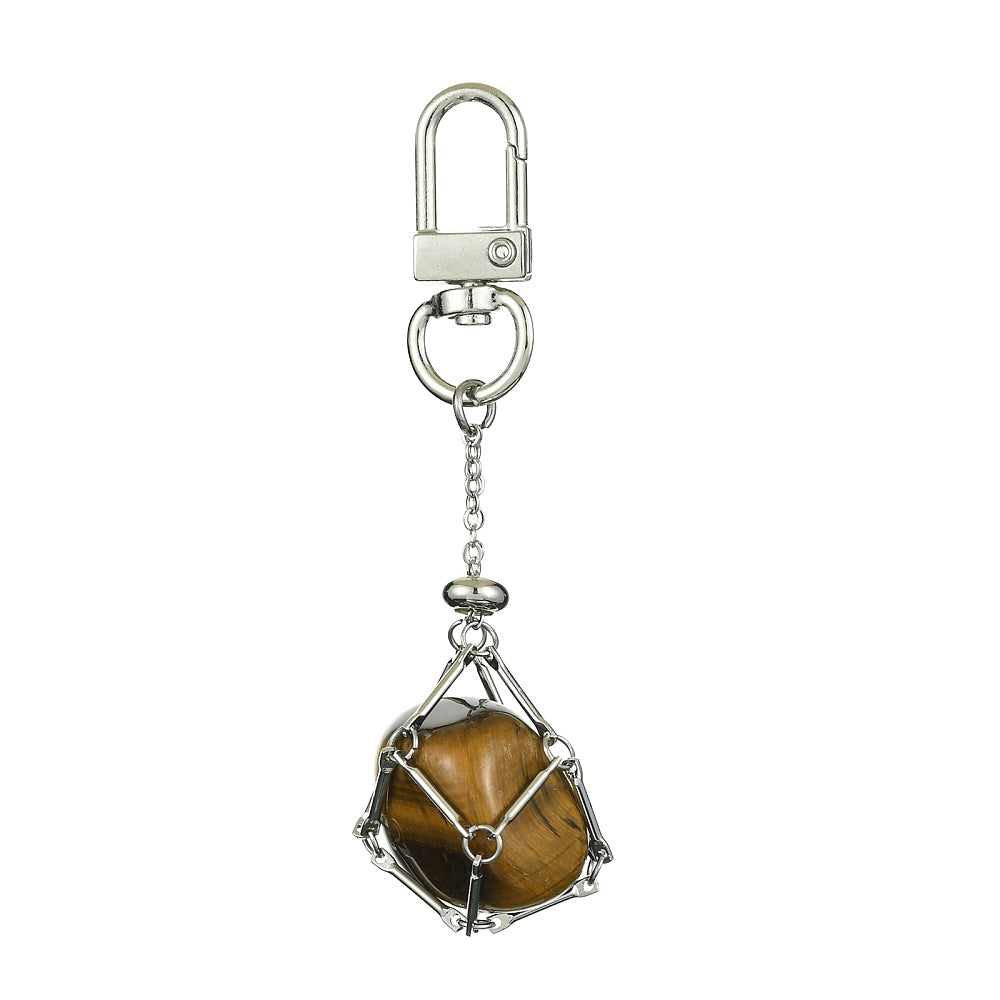 Charm Clip with Natural Gemstone Interchangeable Pouch