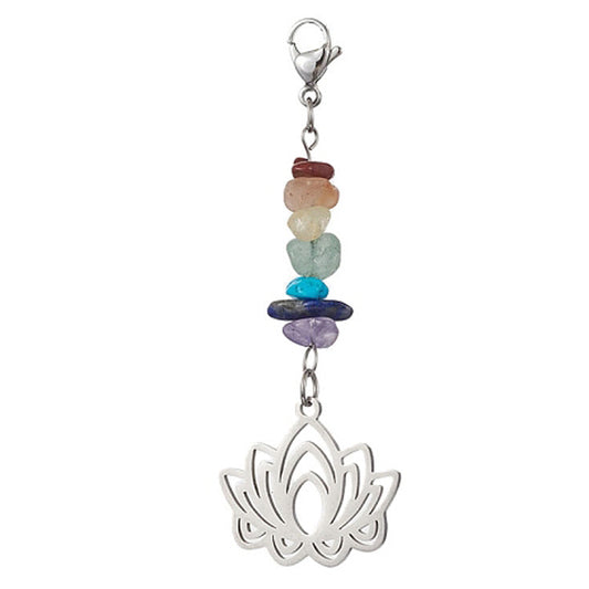 Charm Clip with Natural Gemstone Chakra Chips Charm Dangle