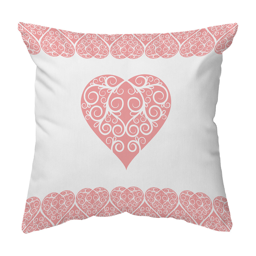 Zippered Pillow Intricate Heart Ribbon