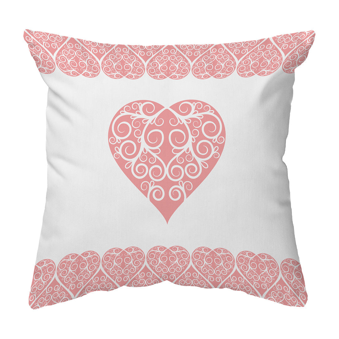 Zippered Pillow Shell Intricate Heart Ribbon