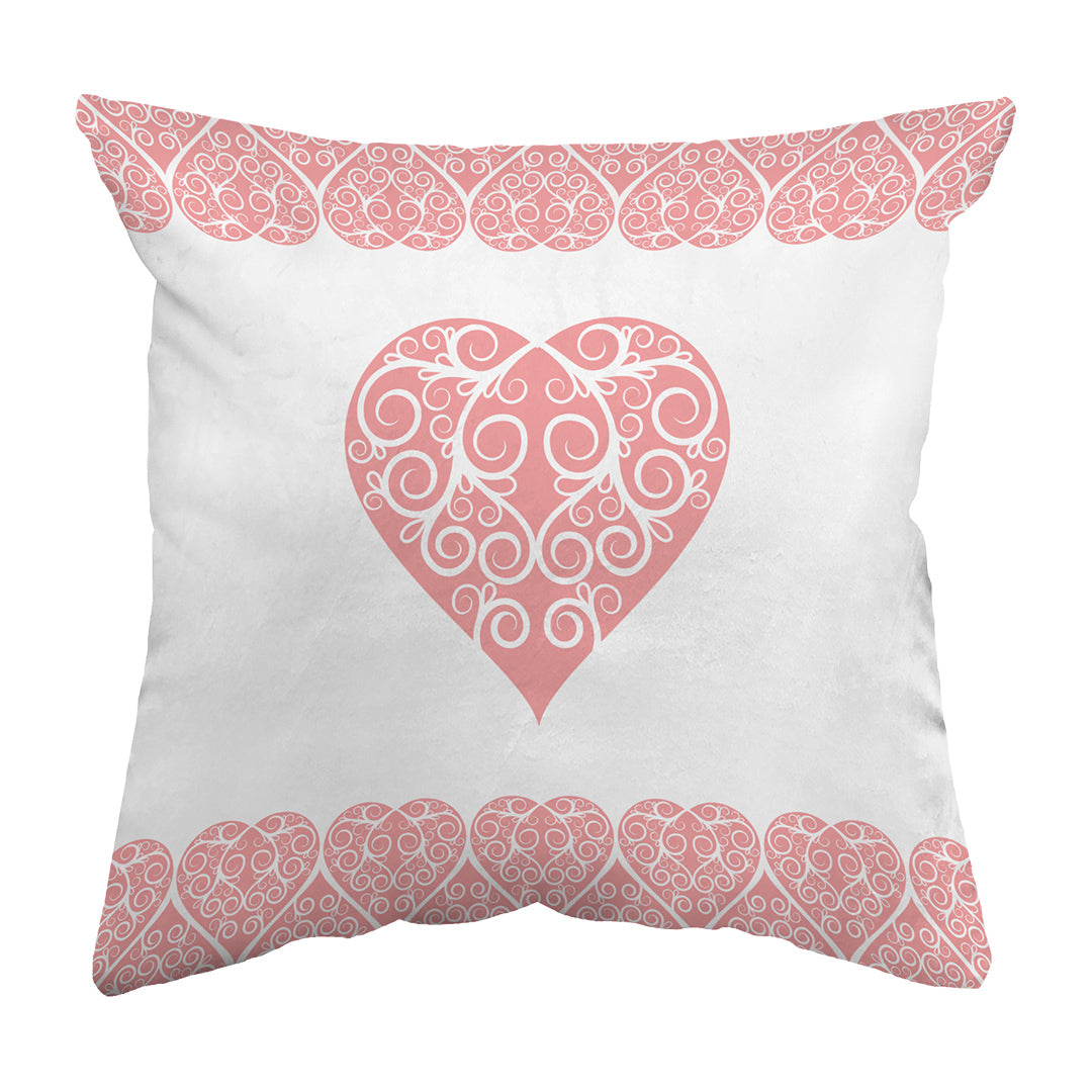 Zippered Pillow Intricate Heart Ribbon